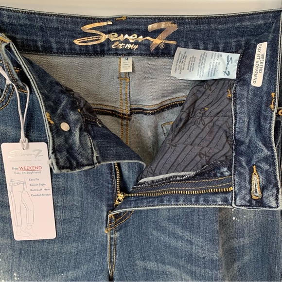NWT SIZE 14 SEVEN7 WEEKEND EAST FIT BOYFRIEND MEDIUM BLUE BOYISH JEAN - Picture 5 of 16